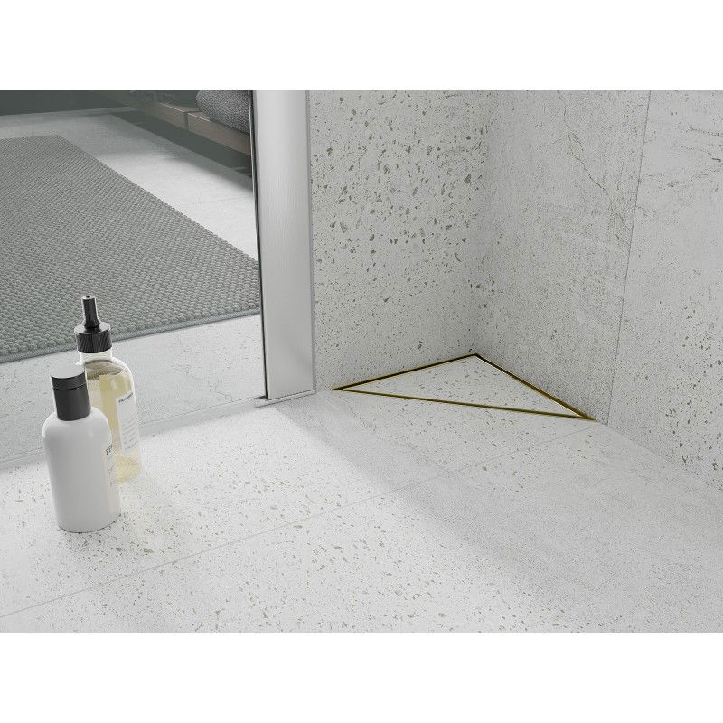 Mexen Flat-T M13 triangular floor drain 20 x 20 cm, brushed gold - 1A10320