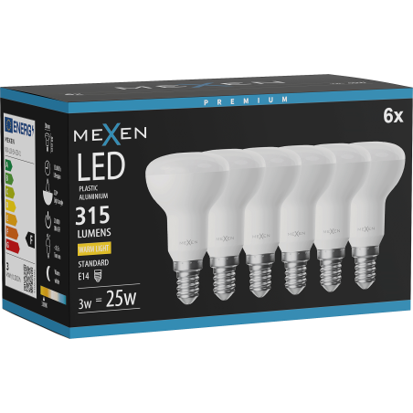 Mexen Nova 6x LED Bulb E14, R50, 3W, Warm - 3000K, 315 lm - L103-E14-0330-01x06
