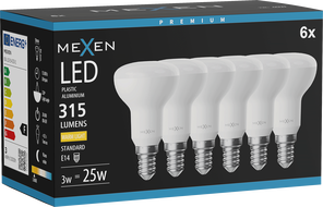 Mexen Nova 6x LED Bulb E14, R50, 3W, Warm - 3000K, 315 lm - L103-E14-0330-01x06