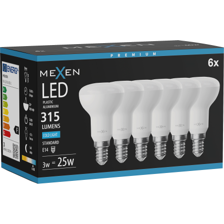Mexen Nova 6x LED Bulb E14, R50, 3W, Cold - 6500K, 315 lm - L103-E14-0365-01x06