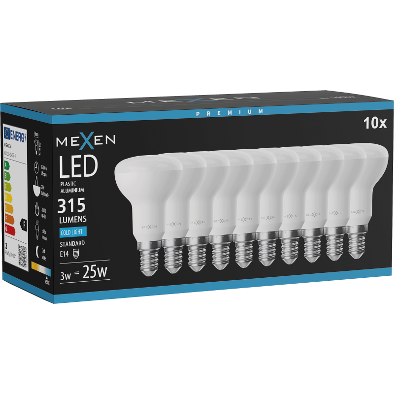 Mexen Nova 10x LED Bulb E14, R50, 3W, Cold - 6500K, 315 lm - L103-E14-0365-01x10