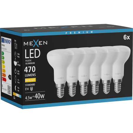 Mexen Nova 6x LED Bulb E14, R50, 4.5W, Warm - 3000K, 470 lm - L103-E14-0530-01x06