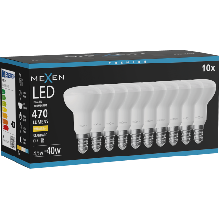 Mexen Nova 10x LED Bulb E14, R50, 4.5W, Warm - 3000K, 470 lm - L103-E14-0530-01x10