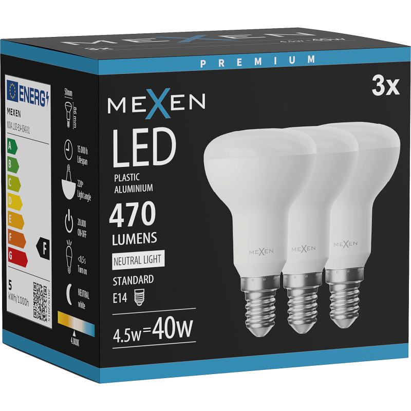Mexen Nova 3x LED Bulb E14, R50, 4.5W, Neutral - 4000K, 470 lm - L103-E14-0540-01x03