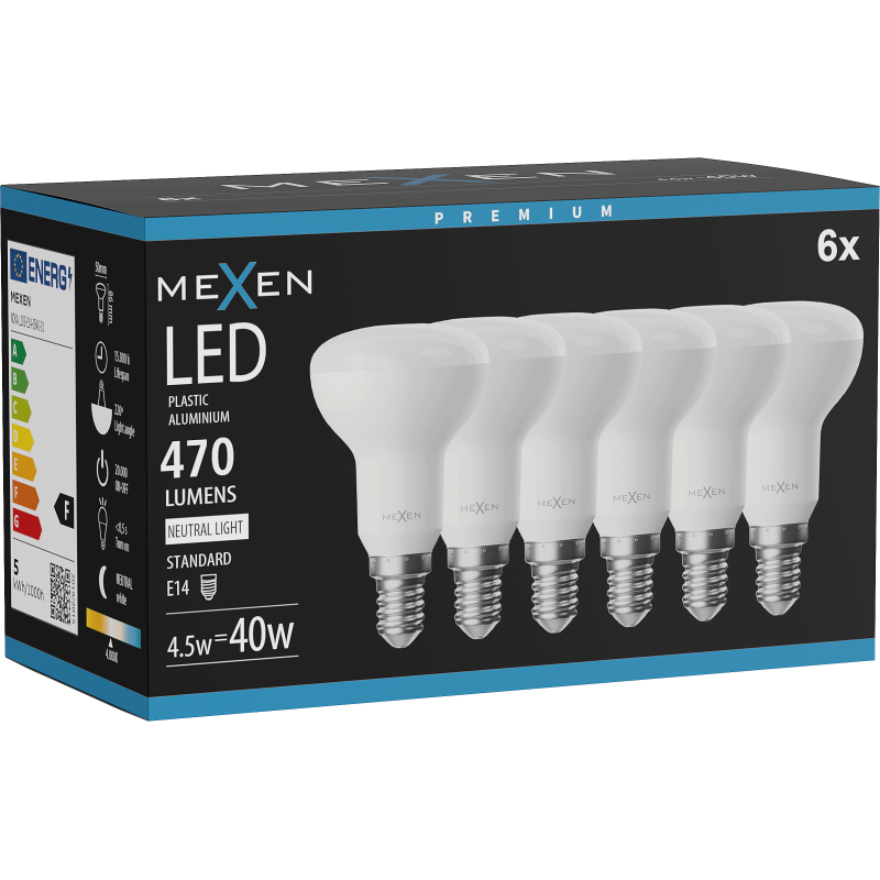 Mexen Nova 6x LED Bulb E14, R50, 4.5W, Neutral - 4000K, 470 lm - L103-E14-0540-01x06