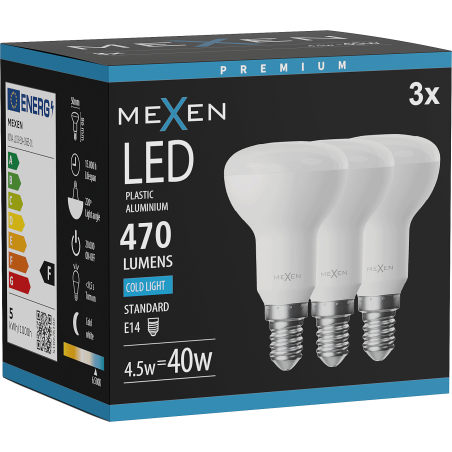 Mexen Nova 3x LED Bulb E14, R50, 4.5W, Cool - 6500K, 470 lm - L103-E14-0565-01x03