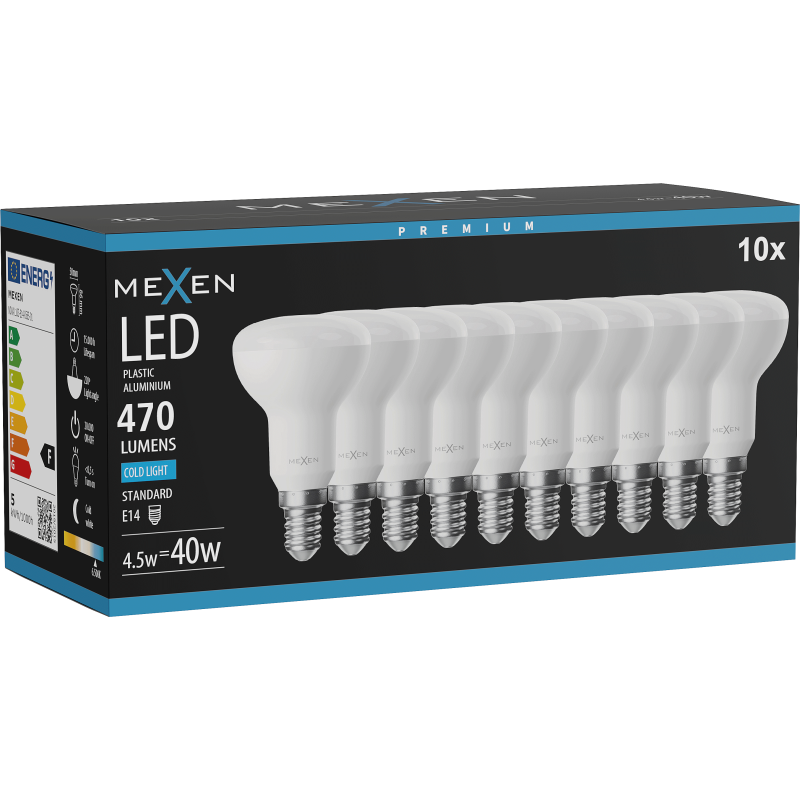 Mexen Nova 10x LED Bulb E14, R50, 4.5W, Cool - 6500K, 470 lm - L103-E14-0565-01x10
