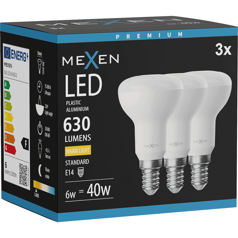 Mexen Nova 3x LED Bulb E14, R50, 6W, Warm - 3000K, 630 lm - L103-E14-0630-01x03