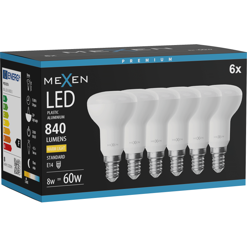 Mexen Nova 6x LED Bulb E14, R50, 8W, Warm - 3000K, 840 lm - L103-E14-0830-01x06