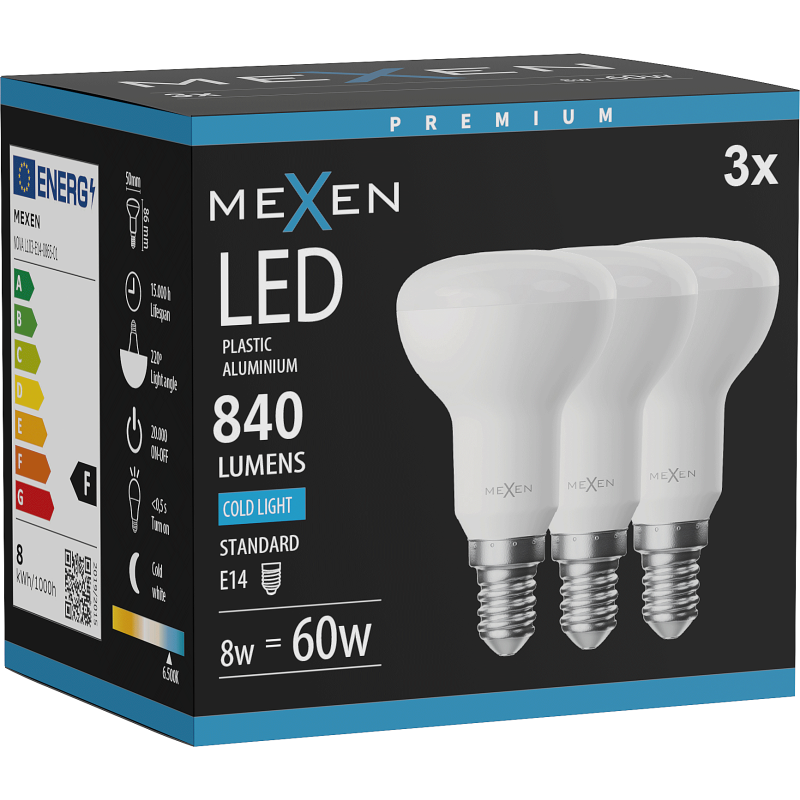 Mexen Nova 3x LED Bulb E14, R50, 8W, Cold - 6500K, 840 lm - L103-E14-0865-01x03