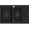 Mexen Gaspar 1.5-compartment granite sink with a drip tray 737 x 475 mm, Black, siphon Black - 6507731505-77-B