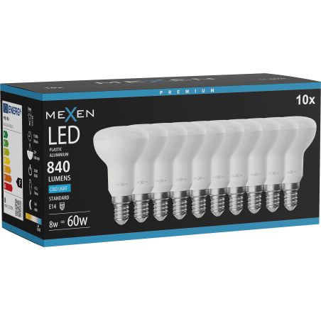 Mexen Nova 10x LED Bulb E14, R50, 8W, Cold - 6500K, 840 lm - L103-E14-0865-01x10
