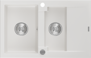 Mexen Gaspar 1.5 -compartment granite sink with a short drip tray 737 x 475 mm, White - 6507731505-20