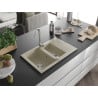 Mexen Gaspar 1.5 -compartment granite sink with a short drip tray 737 x 475 mm, Beige - 6507731505-69
