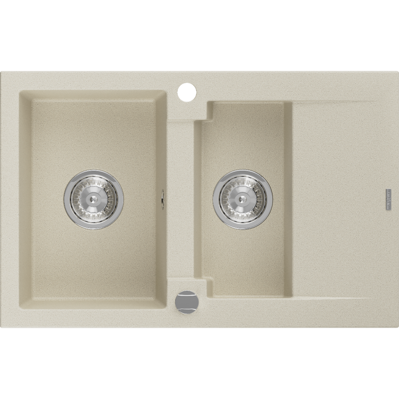Mexen Gaspar 1.5 -compartment granite sink with a short drip tray 737 x 475 mm, Beige - 6507731505-69