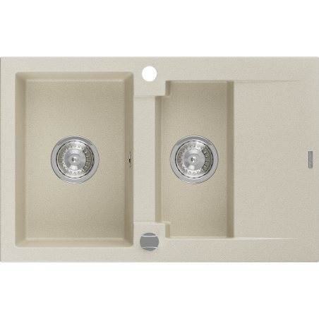Mexen Gaspar 1.5 -compartment granite sink with a short drip tray 737 x 475 mm, Beige - 6507731505-69