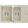 Mexen Gaspar 1.5-bowl granite sink with drainer 737 x 475 mm, beige, chrome siphon - 6507731505-69
