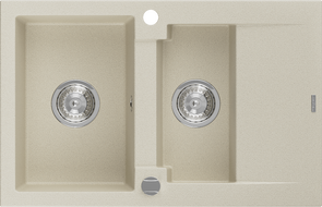 Mexen Gaspar 1.5 -compartment granite sink with a short drip tray 737 x 475 mm, Beige - 6507731505-69