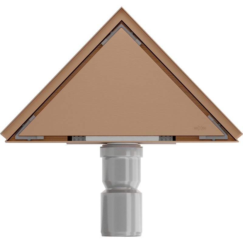 Mexen Flat-T M13 Triangular Floor Drain 20 x 20 cm, Brushed Copper - 1C10320