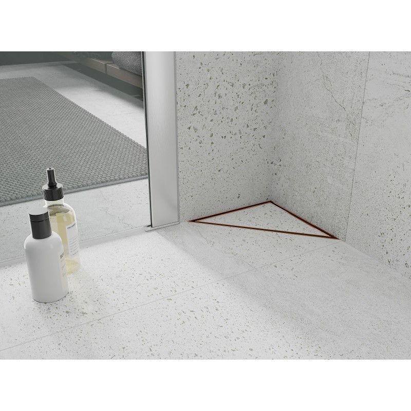 Mexen Flat-T M13 Triangular Floor Drain 20 x 20 cm, Brushed Copper - 1C10320