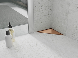 Mexen Flat-T M13 Triangular Floor Drain 20 x 20 cm, Brushed Copper - 1C10320