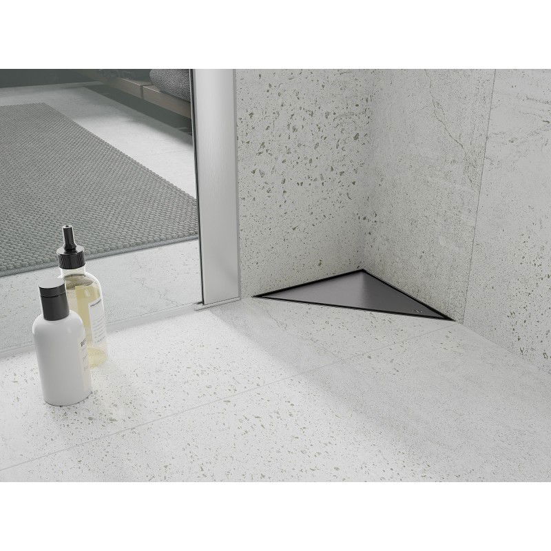 Mexen Flat-T M13 triangular floor drain 20 x 20 cm, gun gray brushed - 1E10320
