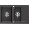 Mexen Gaspar 1.5 -compartment granite sink with a short drip tray 737 x 475 mm, Spotted black - 6507731505-76