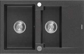 Mexen Gaspar 1.5 -compartment granite sink with a short drip tray 737 x 475 mm, Spotted black - 6507731505-76
