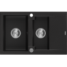 Mexen Gaspar 1.5 -compartment granite sink with a short drip tray 737 x 475 mm, Black - 6507731505-77