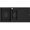 Mexen Andres 1.5-compartment granite sink with a drip tray 1000 x 500 mm Black, siphon Black - 6515101510-77-B