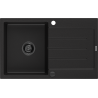 Mexen Bruno 1-compartment granite sink with a drip tray 795 x 495 mm, Black, siphon Black - 6513791010-77-B