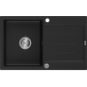 Mexen Bruno 1-compartment granite sink with a drip tray 795 x 495 mm, Black - 6513791010-77