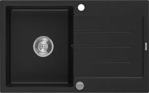 Mexen Bruno 1-compartment granite sink with a drip tray 795 x 495 mm, Black - 6513791010-77