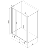 Mexen Exo-S Duo 3S 3-sided sliding shower cabin 140 x 85 cm, transparent, gold - 8152-140-085-50-00-3S