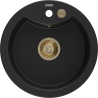 Mexen Diego 1-bowl Granite Kitchen Sink 488 x 480 mm, Black with Gold Waste - 6512481000-77-G