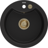 Mexen Diego 1-bowl granite sink 488 x 480 mm, black, gold siphon - 6512481000-77-G