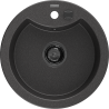Mexen Diego granite sink 1-bowl 488 x 480 mm, black speckled, black siphon - 6512481000-76-B