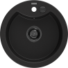 Mexen Diego granite sink 1-bowl 488 x 480 mm, black, black siphon - 6512481000-77-B