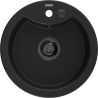 Mexen Diego granite sink 1-chamber 488 x 480 mm, black, black siphon - 6512481000-77-B