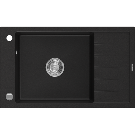 Mexen Elias 1-compartment granite sink with a short drip tray 795 x 480 mm, Black - 6511791005-77