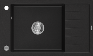 Mexen Elias 1-compartment granite sink with a short drip tray 795 x 480 mm, Black - 6511791005-77