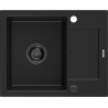 Mexen Enzo 1-bowl granite sink with drainer 576 x 465 mm, black, black siphon - 6506571005-77-B