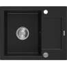 Mexen Enzo 1-compartment granite sink with a short drip tray 576 x 465 mm, Black - 6506571005-77