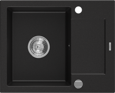 Mexen Enzo 1-compartment granite sink with a short drip tray 576 x 465 mm, Black - 6506571005-77