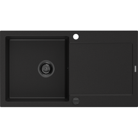 Mexen Leo 1-compartment granite sink with a drip tray 900 x 500 mm, Black, siphon Black - 6501901010-77-B