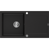 Mexen Leo granite sink 1-bowl with drainer 900 x 500 mm, black, chrome siphon - 6501901010-77