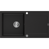 Mexen Leo granite sink, single bowl with drainer 900 x 500 mm, black, chrome siphon - 6501901010-77