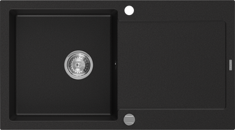 Mexen Leo 1-compartment granite sink with a drip tray 900 x 500 mm, Black - 6501901010-77