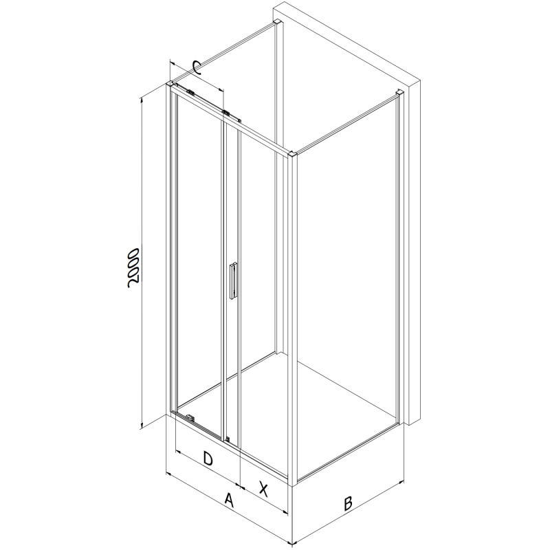 Mexen Exo-S 3S 3-wall sliding shower cabin 110 x 85 cm, transparent, chrome - 8151-110-085-01-00-3S