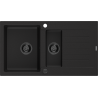 Mexen Matias 1.5-compartment granite sink with a drip tray 900 x 505 mm, Black, siphon Black - 6502901505-77-B